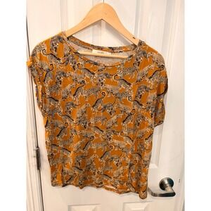Sissy-Boy T-Shirt Orange Leopard Print Lyocell Tencel Elisa Short Sleeve Top